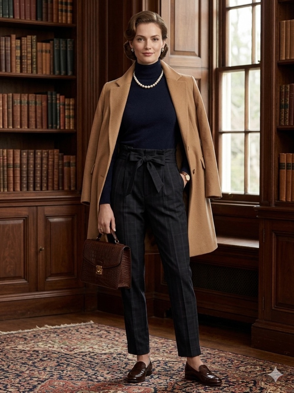 H&M "Hennes" White Label Plaid Paperbag Trousers 6